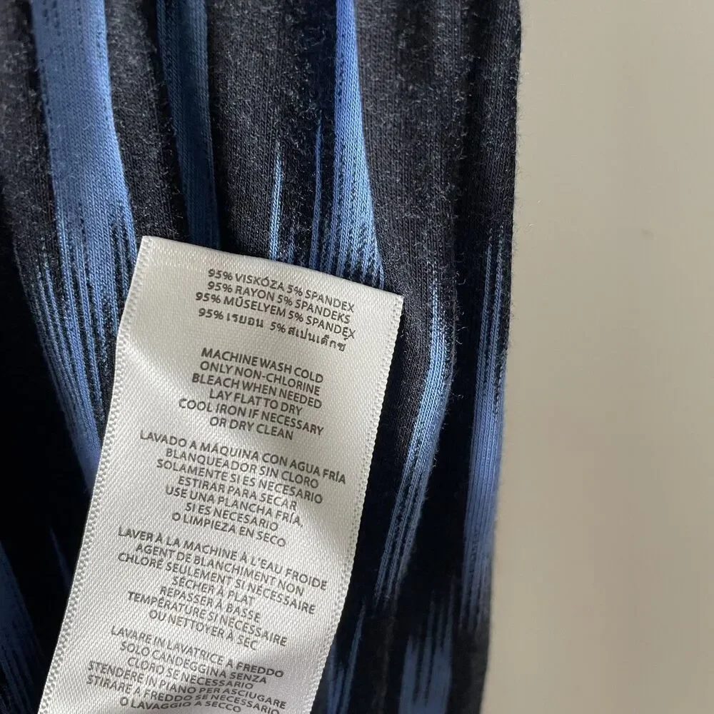 Michael Kors Maxi Dress Blue Black Scoop Neck Short Sleeve Size XL -(C)